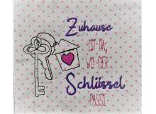 Stickdatei - Stickdatei - Spruch "Zuhause ist da, wo der Schlüssel passt."